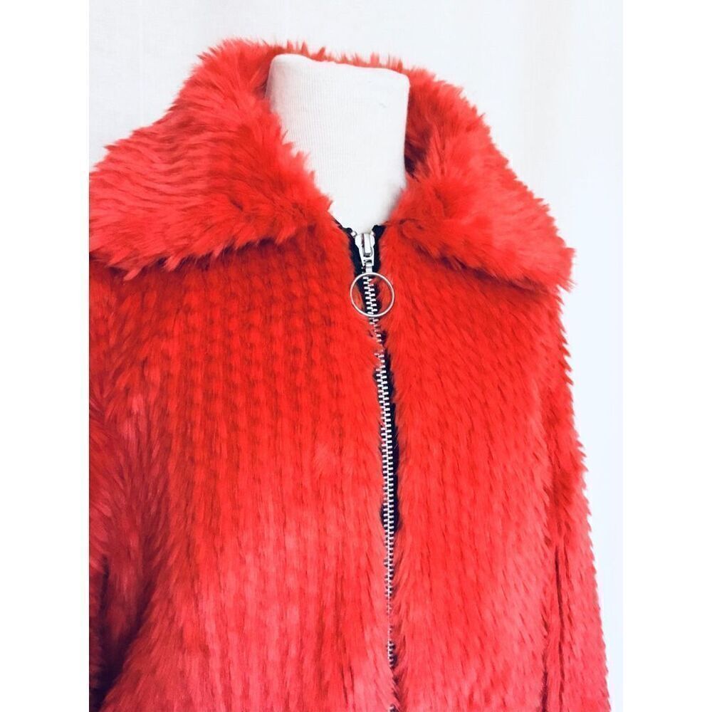 NEW Bardot Junior Girls 10 Queenie Red Faux Fur Bomber Jacket Coat